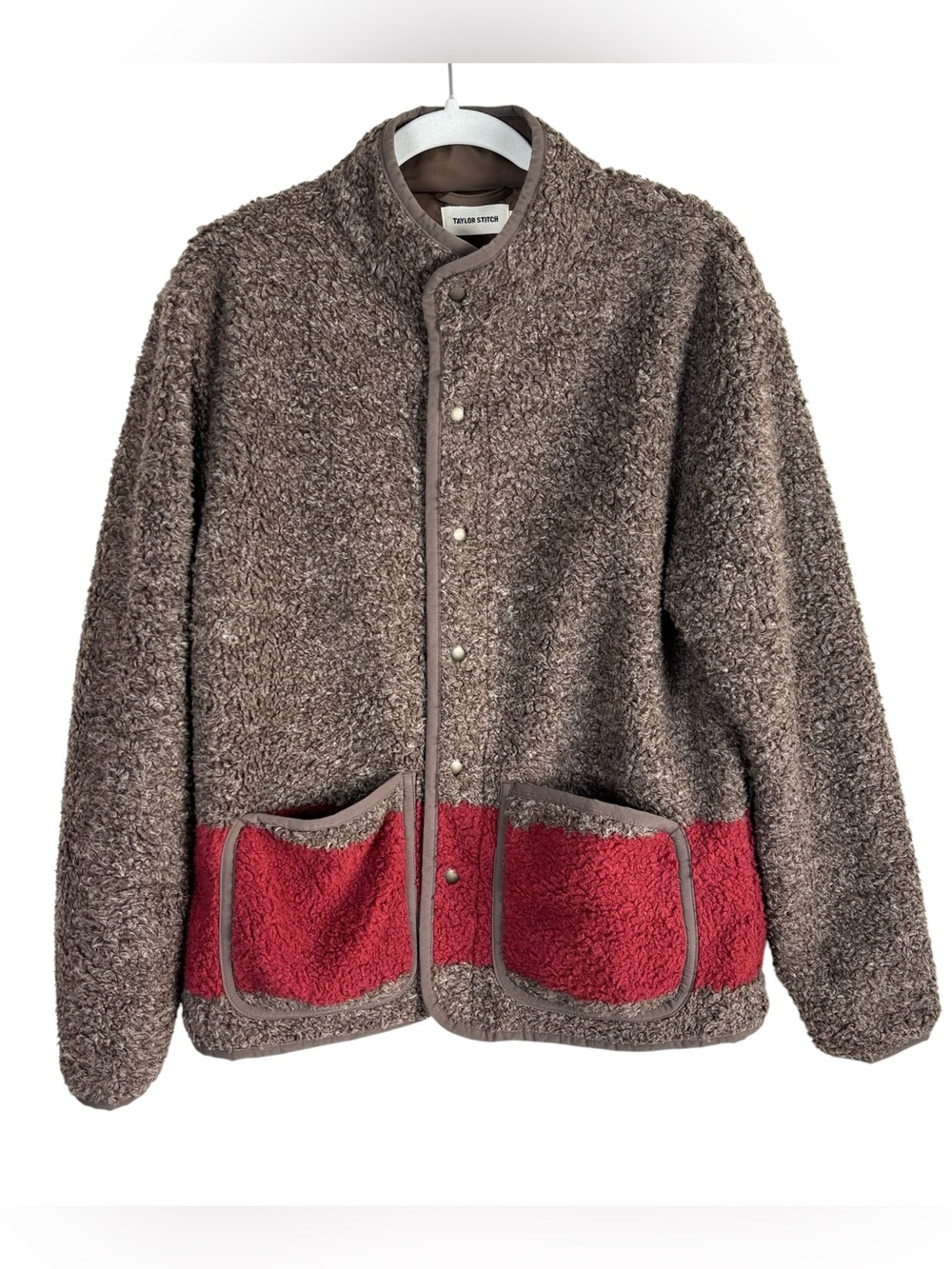 Taylor Stitch Port Jacket Men’s Size 40 Espresso Marl Brown Fleece Swiss Cross